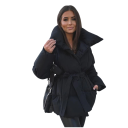 Women's Winter Coat with Collar Warm Coat with Press Studs, Pockets and Adjustable Drawstring at the Waist Comfortable Winter Jacket for Everyday Wear 14