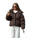 Women's Winter Coat with Zip and Button Fastening Hood Polyester Cotton Warm Winter Coat with Comfortable Fit Stylish Coat for Cold Winter 5