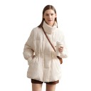 Women's Winter Down Jacket with Duck Down, Stand-Up Collar and Waist Drawstring, Structured with Balloon Sleeves 4