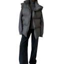 Women's Winter Gilet with Roll Neck and Zip Fastening Plain Warm Gilet Made of Cotton and Polyester Stylish Gilet for Cold Winter Days 21