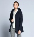 Women's Winter Jacket with Hood Protects against Wind, Rain, and Snow Quilted Surface Two-Way Zip Side Pockets Polyester with Cotton 20