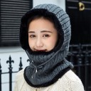Women's Winter Knitted Balaclava with Fur Lining Head, Ear, and Neck Protection Braided Pattern Drawstring Cotton One Size 4