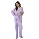 Women's Winter Plush Pyjama Set Made of Polyester and Spandex Plain Warm Long Sleeve Top and Trousers One Size 21