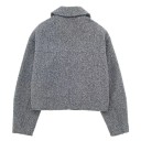 Women's Wool Autumn Zip Jacket Short Cut Lapel Collar Two Flap Pockets Elegant Transitional Coat Urban Style 7