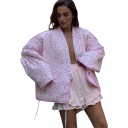 Women's Wrap Cardigan with Floral Print Kimono Style with Ties and Wide Sleeves Pink Cardigan for the City and Home 7