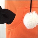 Women's Zip-Up Hoodie with Ears Drawstrings with Pom-Poms Black Sleeves with Thumbholes Two Front Pockets Black Hem Polyester 7