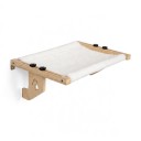 Wooden Cat Bed for Window Sill and Bed Frame 50 x 38 cm Soft Plush Cover Adjustable Holders White Cat Lounger 1