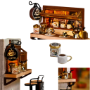 Wooden Dollhouse 11.5 x 9 x 9 cm DIY Model Kit with Furniture Dust Cover 3D Puzzle Miniature Handmade 4