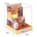 Wooden Dollhouse 11.5 x 9 x 9 cm DIY Model Miniature Building Kit with Furniture and Dust Cover Hand-assembled Gift 3