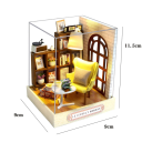 Wooden Dollhouse 11.5 x 9 x 9 cm Miniature DIY Construction 3D Puzzle with Furniture and Cover Handmade Decoration Gift for Children 3