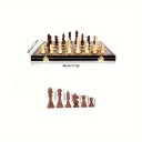 Wooden Folding Chess Set 44x44 cm Luxury Solid Wood Chessboard Hand-Carved Pieces Folding Board Magnetic Closure 3