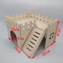 Wooden House for Hamsters 28 x 22 x 18 cm Natural Hideaway with Stairs Multifunctional Toy for Rodents Hamster House with Terrace 2