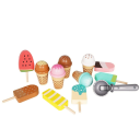 Wooden Ice Cream Counter Montessori Toy for Children Stand with Cups 6 Flavours Ice Lollies Menu and Play Money Kitchen Accessory for Play 3