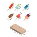 Wooden Ice Cream Stand with 6 Ice Lollies Montessori Food Toy Kitchen Educational Set for Toddlers Various Types 3
