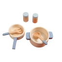 Wooden Kitchen Set for Children Blue Toy with Pots, Pans and Cutlery Montessori Educational Cooking and Role Play Chef Toy 3
