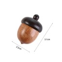 Wooden Pill Box in the Shape of an Acorn with Screw Cap 3.1×2.2 cm Brown and Black Compact Medicine Case for Pocket and Travel 3