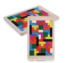 Wooden puzzle for children aged 3 years and above Colourful pieces made from squares fitted into a frame Development of dexterity and imagination 27 x 1