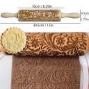 Wooden Rolling Pin 30.5 cm with Floral and Winter Pattern Laser Engraved 3D Rolling Pin for Baking Cookies and Gingerbread 2