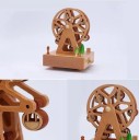Wooden Rotating Music Box Ferris Wheel Manual Mechanism Natural Wood Decorative Moving Element Multicoloured Decoration 3