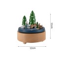 Wooden Rotating Music Box Forest Theme Bear Trees 12 × 11 cm Natural Wood Multicoloured Decoration Children's Room 2