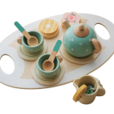 Wooden Tea Set for Children Blue Set with Teapot Cups and Accessories Toy for Toddlers Developmental Kitchen Game for Tea Party 1