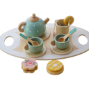 Wooden Tea Set for Children Blue Set with Teapot Cups and Accessories Toy for Toddlers Developmental Kitchen Game for Tea Party 6