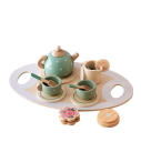 Wooden Tea Set for Children Blue Set with Teapot Cups and Accessories Toy for Toddlers Developmental Kitchen Game for Tea Party 8