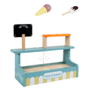 Wooden Three-Tiered Ice Cream Stand Montessori Toy for Children Stand with Cups Ice Lollies Spoon and Sign Kitchen Accessory for Toddlers 4