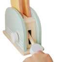 Wooden Toaster with Accessory Set Green Children's Kitchen Toy for Bread and Breakfast Educational Cooking Game for Girls and Boys Aged 3 Years and Up 7