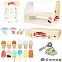 Wooden Two-Tier Ice Cream Stand Montessori Toy for Children Stand with Cups 6 Flavours Ice Lollies and Spoon Kitchen Accessory for Play 4