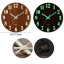 Wooden Wall Clock 29.7 cm Glowing Numbers Silent Movement Modern Style Quartz Decoration for Living Room Without Glass Large Readable Digits 3