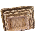 Woven Rectangular Basket 40 × 30 × 8 cm PP Rattan Imitation Brown Serving Tray for Bread, Fruit and Organisation 5