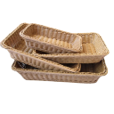 Woven Rectangular Basket 40 × 30 × 8 cm PP Rattan Imitation Brown Serving Tray for Bread, Fruit and Organisation 6