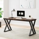 Writing Computer Desk with Z-Shaped Metal Legs, Load Capacity 150 kg, 140 x 60 x 75 cm, Rustic Brown Top for Home Office and Study 2