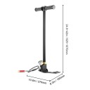Wysokot ciśnieniowa ręczna pompa 4500 psi 3-stopniowa 625–1070 mm czarna pompa do opon i piłek z manometrem i wężem 2