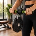 Wzmacniający wałek na nadgarstek i przedramię Z karabinką i trzpieniem na talerze Piankowy uchwyt Czarny z zielonymi paskami Domowe wzmacnianie rąk 6