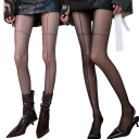 Y2K punčocháče dámské s předním a zadním švem v křížovém designu, velikost 155–170 cm a 40–60 kg, nylon, na cosplay i denní nošení 5