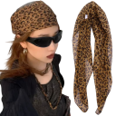 Y2K Retro Leopardí šátek na hlavu 62 cm Dámská módní pokrývka hlavy Teplý pohodlný párty doplněk pro ženy a dívky 2
