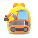 Yellow Children's Backpack 26 x 24 x 10 cm with Digger Motif and Raised Scoop with Two Zip Pockets and Soft Orange Straps 1