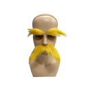 Yellow False Eyebrows and Long Moustache Self-Adhesive Costume Accessory Cosplay Carnival Asterix Halloween Theatre Prop 2