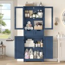 Υψηλή κουζίνα ντουλάπα 170 x 60 x 30 εκ. Με δύο συρτάρια και τέσσερις πόρτες Διαφανές επάνω τμήμα με εσωτερικό ράφι Λεπτή ντουλάπα τροφίμων 11