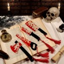 Zăbala de carte 15 cm motiv horror ferăstrău cu ciucure zăbala tematică pentru iubitorii de horror 5