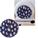 Záclona na kočičí toaletu s motivem koček s mašličkami 25 cm textilní tmavě modrá kryt vstupu pro domácí použití 1