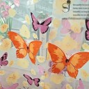 Záclona s potiskem motýlů 200x100 cm polyester průhledná bílá s barevnými motýly a kvítky do dětského pokoje a ložnice 3
