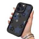 Zadní kryt na Samsung Galaxy A55 5G z odolného silikonu Hvězdný vzor Vyvýšené okraje Černo-modrý Bílé hvězdičky Ochrana kamery Na den 4