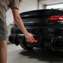 Zadný difuzor / spoiler nárazníka s LED svetlom a 4 žebrami, ABS plast, lesklá čierna, pre Audi A4 B9 Standard Sedan 2017–2018 2