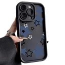 Zadný kryt na Samsung Galaxy A55 5G z odolného silikónu Hviezdny vzor Vyvýšené okraje Čierno-modrý Biele hviezdičky Ochrana kamery Na deň 6