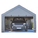 Zahradní a garážový stan 6 x 4 x 3 m do každého počasí s nepromokavou boční stěnou a rolovacími okny šedý pro auto i skladování 2