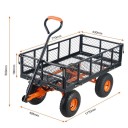 Zahradní vozík s nosností 180 kg ocelový s výklopnými mřížkovými bočnicemi 77 x 43 x 18 cm oranžovo-černý vozík na nářadí 2