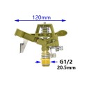 Záhradný kovový zavlažovač impulzový 360° nastaviteľný 12 cm závit 1/2" zinková zliatina pre trávnik 6